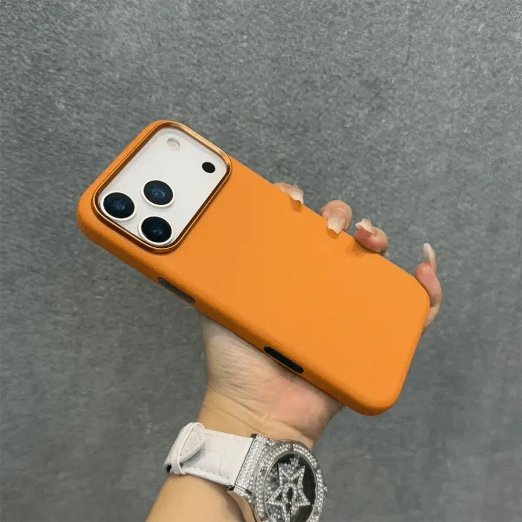 Vegan Leather Metal Button Case for iPhone 17 Air