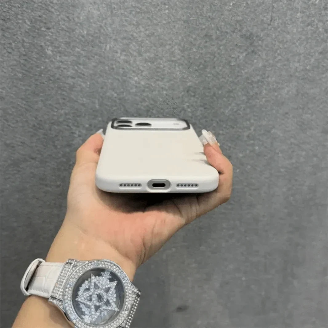 Vegan Leather Metal Button Case for iPhone 17 Pro Max