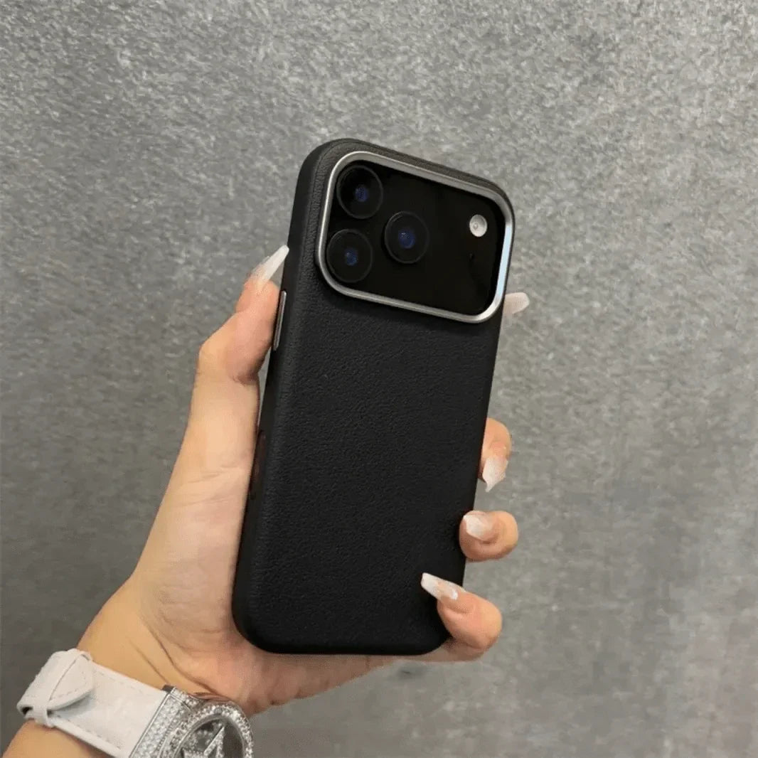 Vegan Leather Metal Button Case for iPhone 17 Air