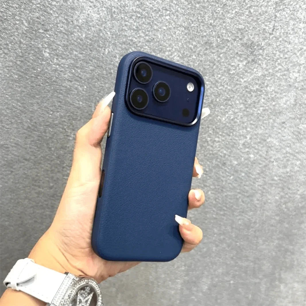 Vegan Leather Metal Button Case for iPhone 17 Air