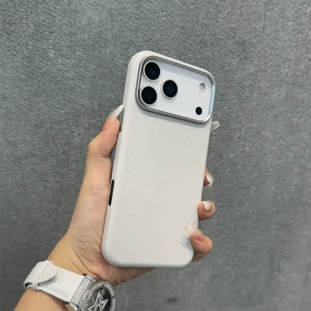 Vegan Leather Metal Button Case for iPhone 17 Air