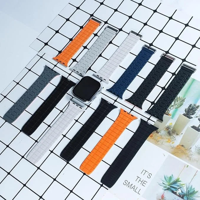 Velour Silicone Magnetic Loop with Clasp for Apple Watch 42 | 44 | 45 | Ultra 49 | 46mm S10