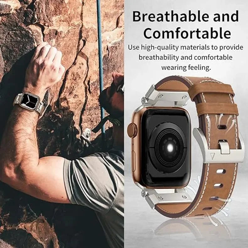 Vintage Grain PU Leather Band for Apple Watch 42 | 44 | 45 | Ultra 49 | 46mm S10