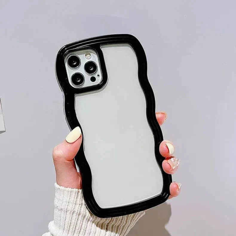 Wavy Edge Soft TPU Dual Layer Case for iPhone 11 Black Back Cases