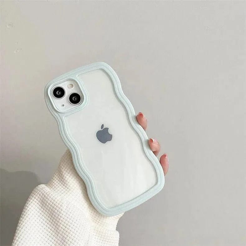 Wavy Edge Soft TPU Dual Layer Case for iPhone Back Cases iPhone 15 Pro Max / Powder Blue