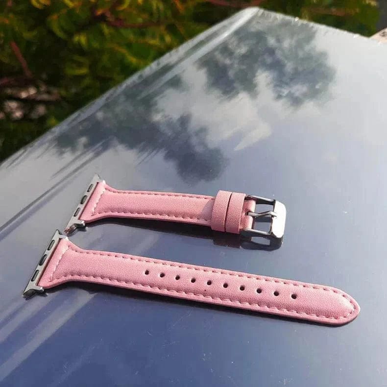 Women Slim Classic Leather Texture Band for Apple Watch Watch Bands 42mm | 44mm | 45mm | Ultra 49mm / Pink