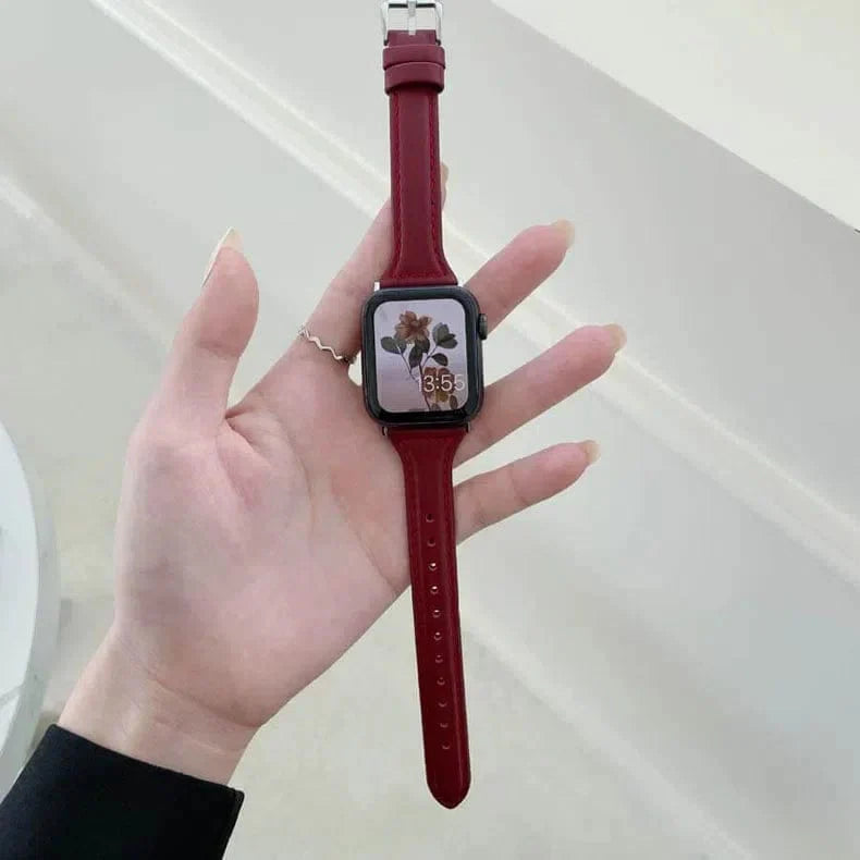 Women Slim Classic Leather Texture Watch Band for Apple Watch