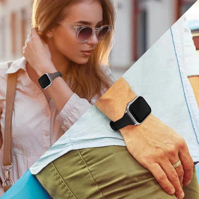 Women Slim Classic Leather Texture Watch Band for Apple Watch