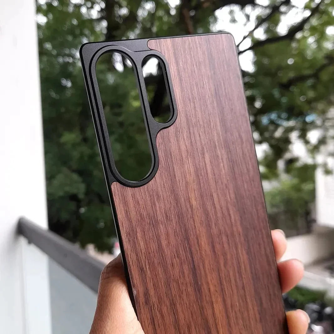 Wooden Texture Frameless Magnetic MagSafe Back Panel case for Samsung S25 Ultra