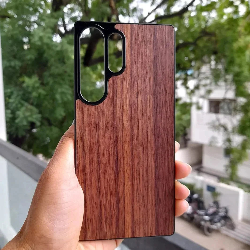 Wooden Texture Frameless Magnetic MagSafe Back Panel case for Samsung S25 Ultra