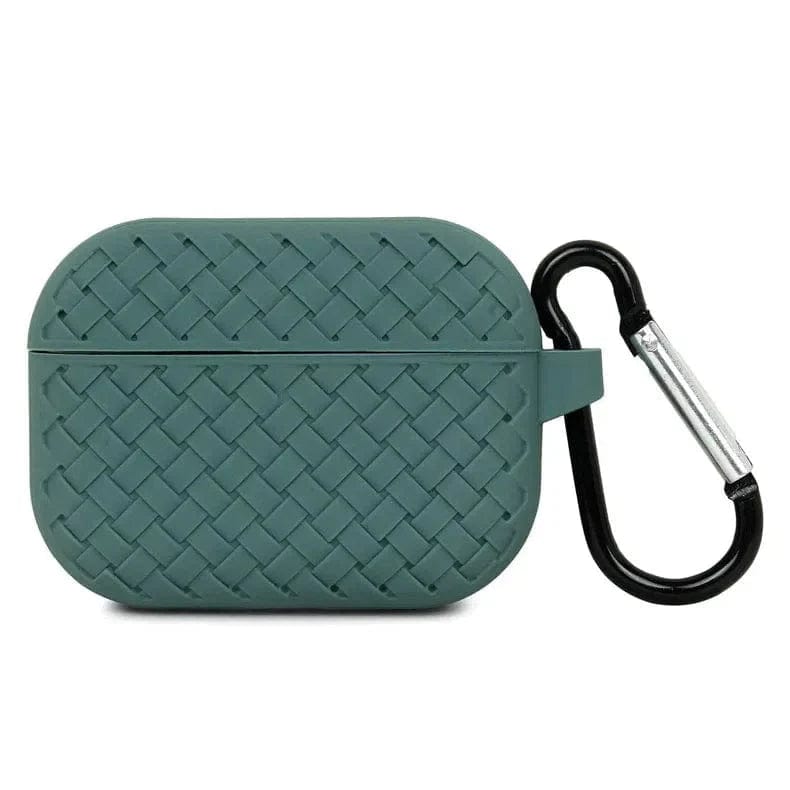 Woven Pattern Silicone Soft Case for Apple Airpods Case Covers Airpods 3 / Midnight Green