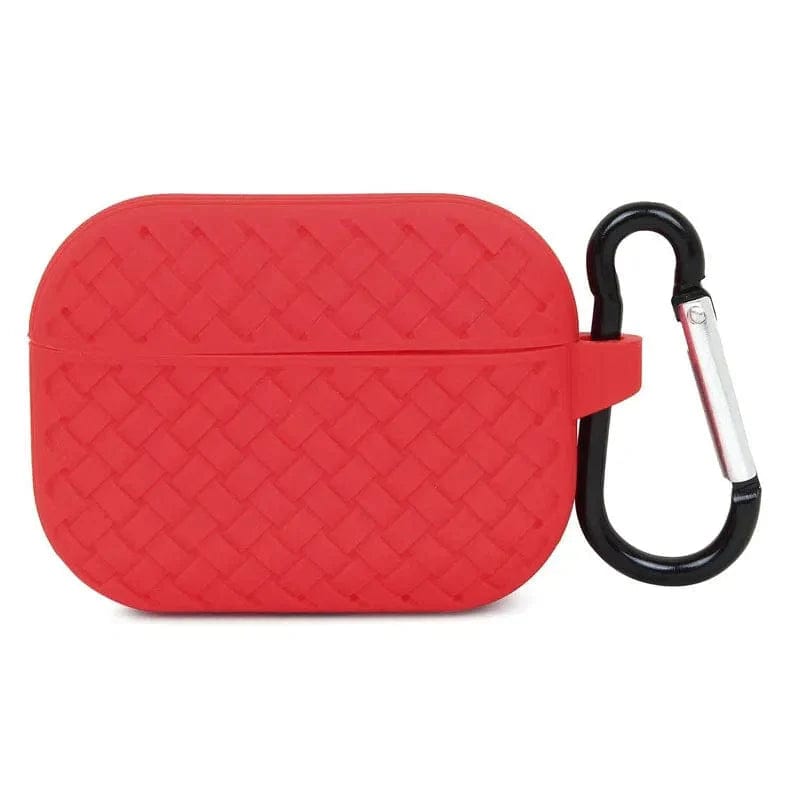 Woven Pattern Silicone Soft Case for Apple Airpods Case Covers Airpods 3 / Red