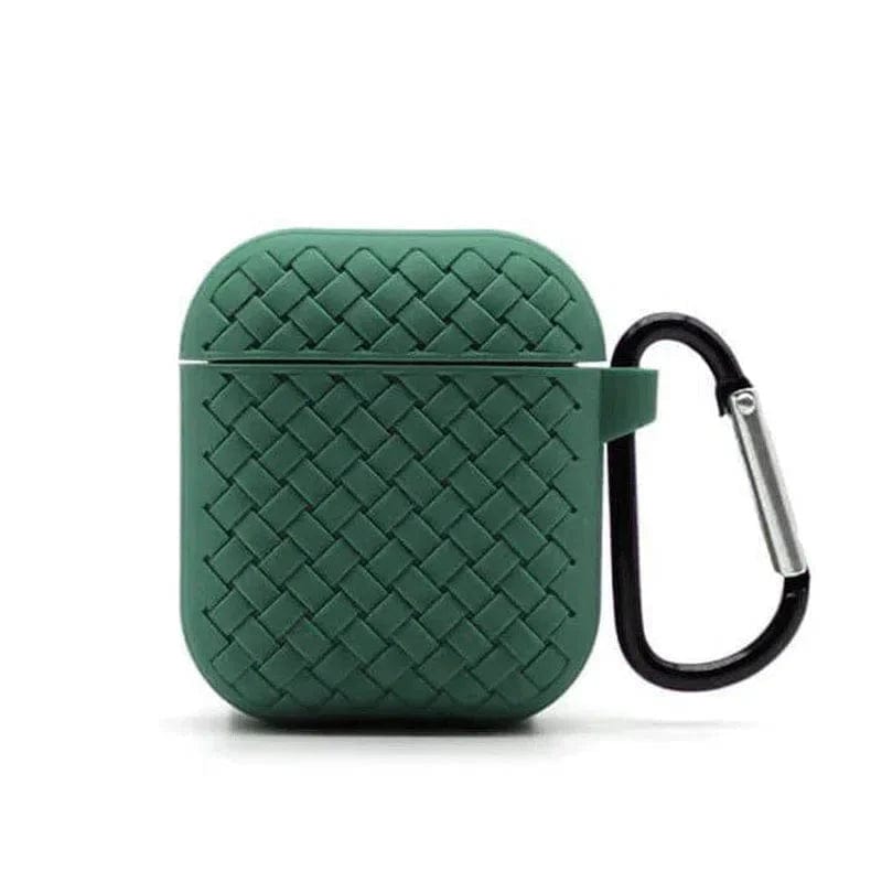 Woven Pattern Silicone Soft Case for Apple Airpods Case Covers Airpods 1 | 2 / Midnight Green