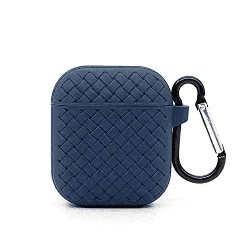 Woven Pattern Silicone Soft Case for Apple Airpods Case Covers Airpods 1 | 2 / Midnight Blue