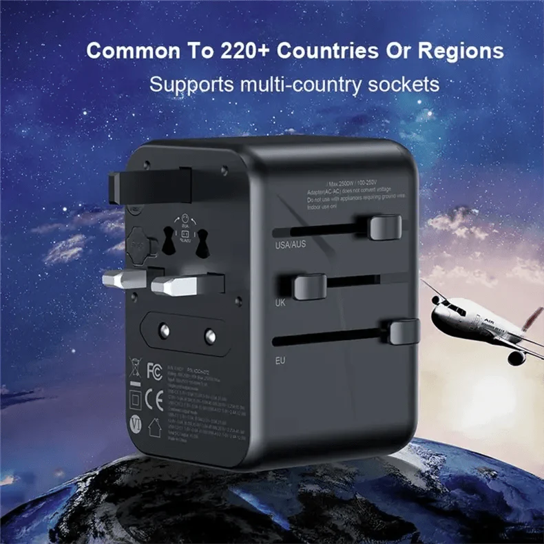 XUNDD Worldplug Travel Wall Charger Adapter with 5 USB Ports for International Adventures