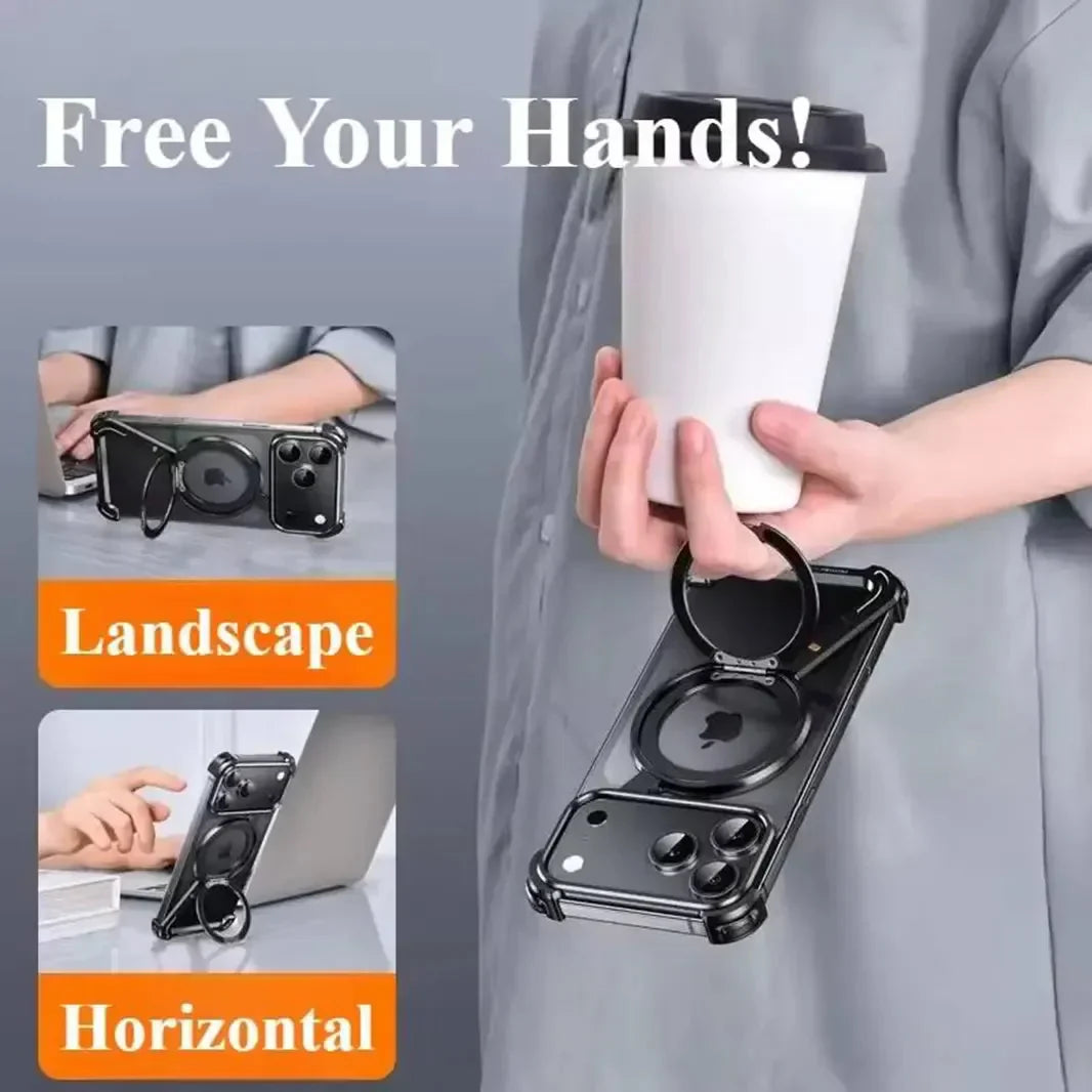 Z-Shaped 360° Rotating Magnetic Holder Aluminum Alloy Frameless Frame for iPhone 17 Pro Max