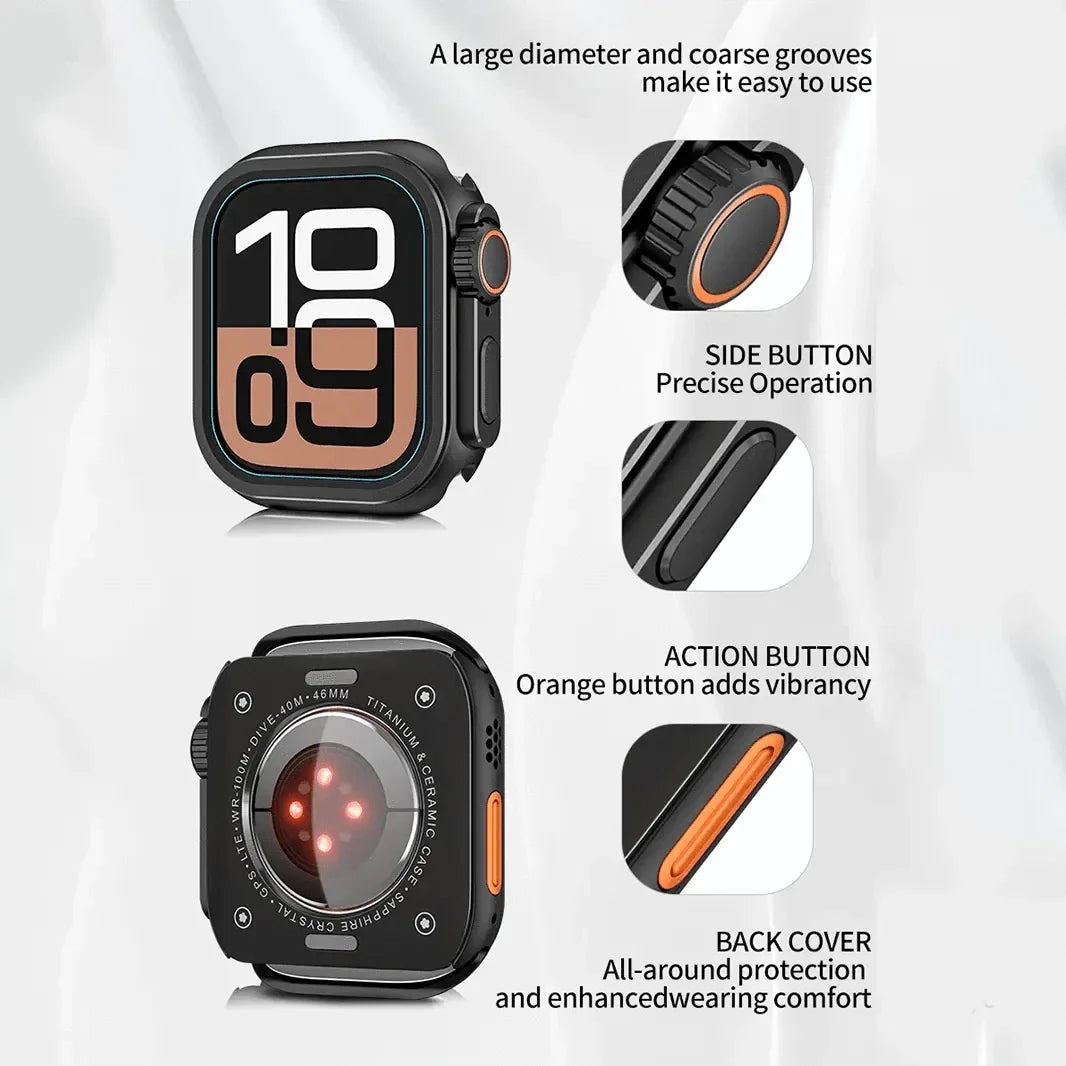 Zinc Alloy PC Rugged Metal Case Cover for Apple Watch 44mm